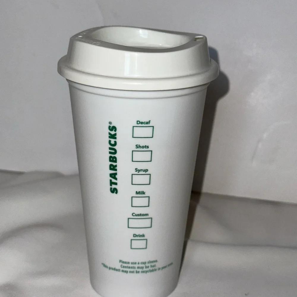 Starbucks Eco-Friendly White Cup with Green Logo